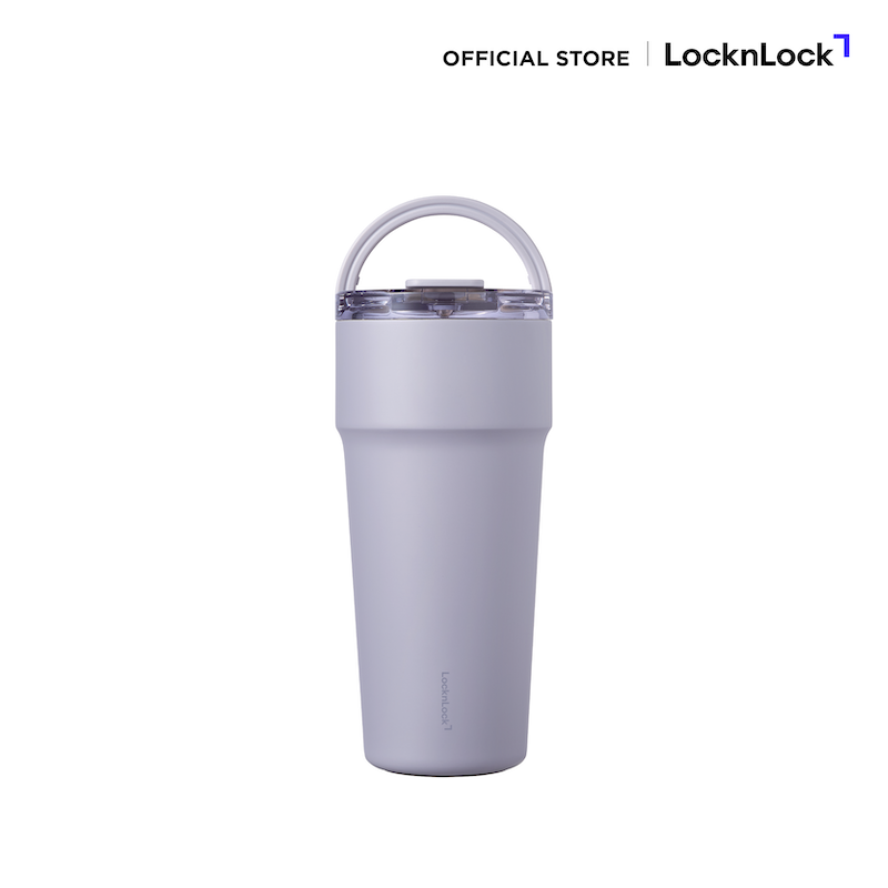 LocknLock แก้วน้ำเก็บอุณหภูมิเคลือบเซรามิก พร้อมหลอด Metro Cafe' Top Handle ความจุ 900ml. รุ่น LHC4419