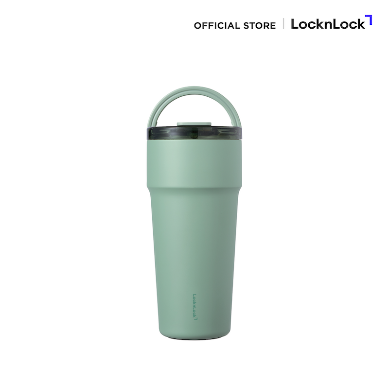 LocknLock แก้วน้ำเก็บอุณหภูมิเคลือบเซรามิก พร้อมหลอด Metro Cafe' Top Handle ความจุ 900ml. รุ่น LHC4419