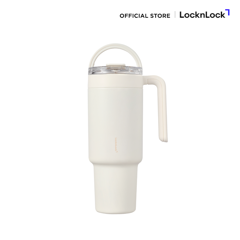 LocknLock แก้วน้ำเก็บอุณหภูมิเคลือบเซรามิก Metro Cafe' Dual Handle Ceramic Tumbler ความจุ 1.2L. รุ่น LHC4422