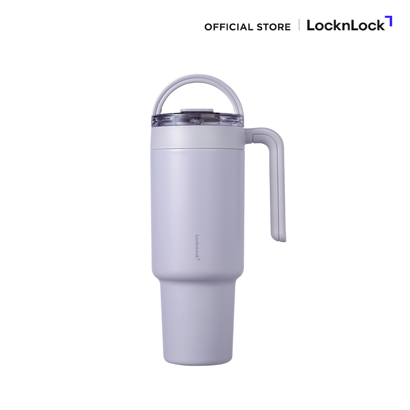 LocknLock แก้วน้ำเก็บอุณหภูมิเคลือบเซรามิก Metro Cafe' Dual Handle Ceramic Tumbler ความจุ 1.2L. รุ่น LHC4422