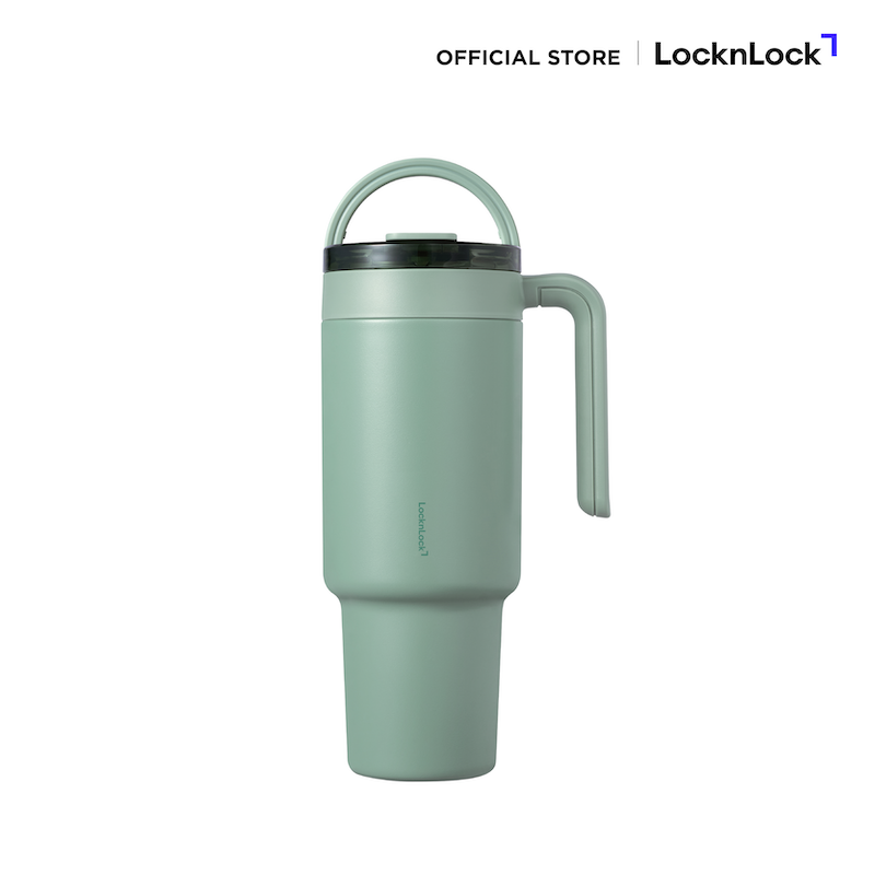 LocknLock แก้วน้ำเก็บอุณหภูมิเคลือบเซรามิก Metro Cafe' Dual Handle Ceramic Tumbler ความจุ 1.2L. รุ่น LHC4422