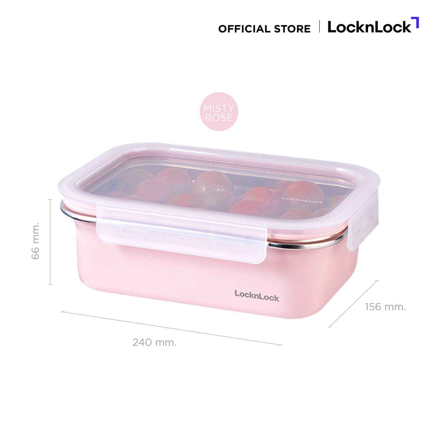 LocknLock กล่องถนอมอาหารสแตนเลส Color Stainless Cozy 1.2 L - LST515PIK