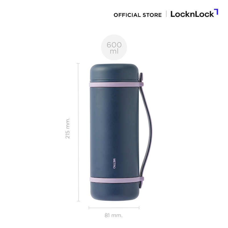 LocknLock แก้วน้ำเก็บอุณหภูมิ Metro Perfect Seal Tote Tumbler 600 ml. รุ่น LHC3402NVY