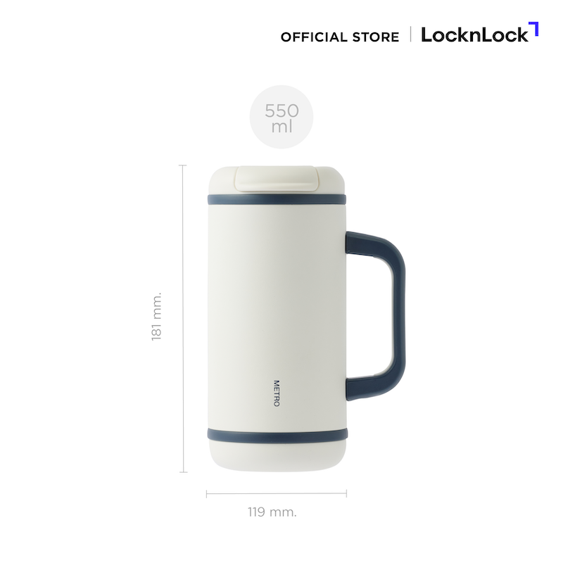 LocknLock แก้วน้ำเก็บอุณหภูมิ Metro Perfect Seal Mug Tumbler 550 ml. รุ่น LHC4406WHT