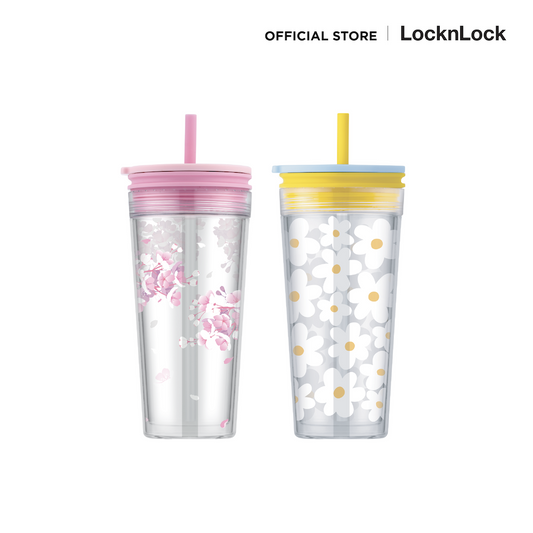 LocknLock แก้วน้ำพลาสติก 2 ชั้น Bucket Cold Cup 580 ml. - HAP520