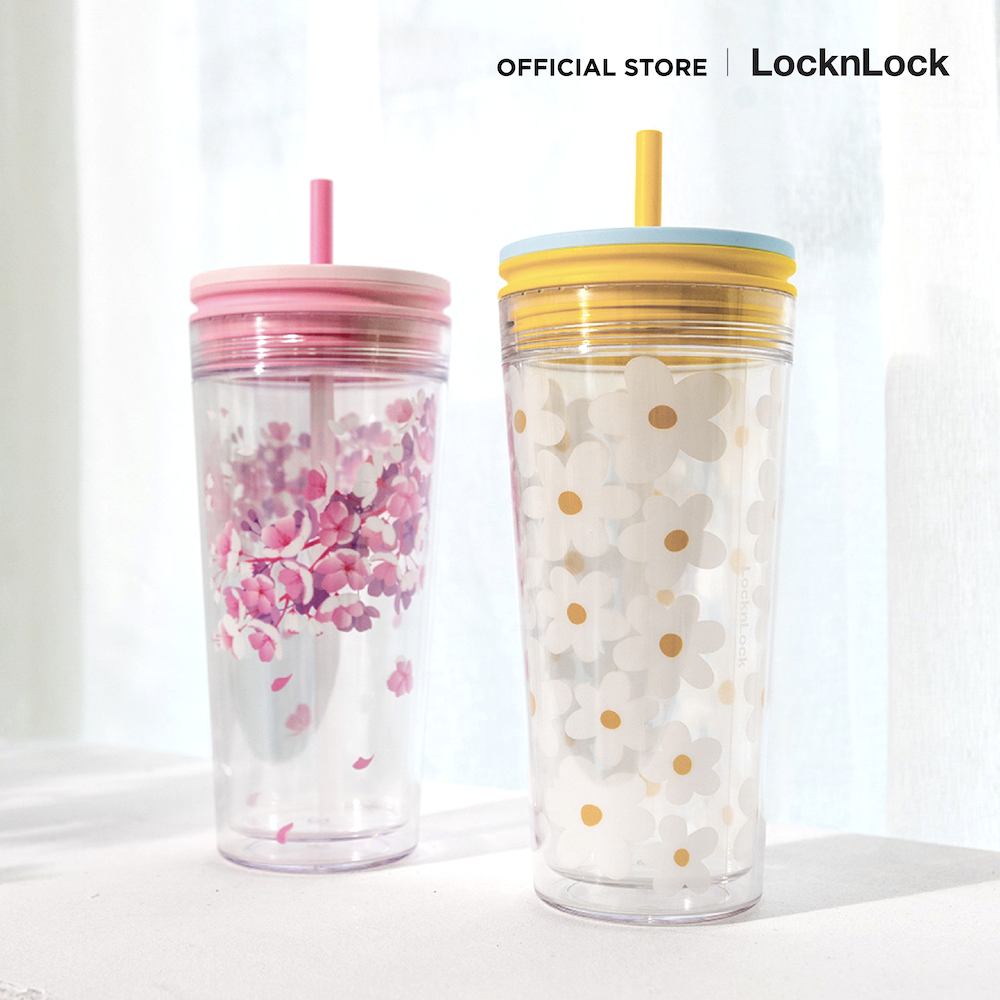 LocknLock แก้วน้ำพลาสติก 2 ชั้น Bucket Cold Cup 580 ml. - HAP520