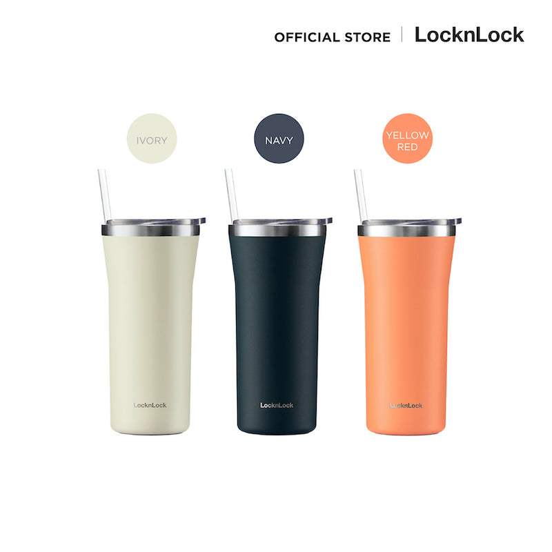 LocknLock แก้วเก็บอุณหภูมิ พร้อมหลอด และแปรงทำความสะอาด Daily Essential Tumbler ความจุ 870 ml. - LHC4325