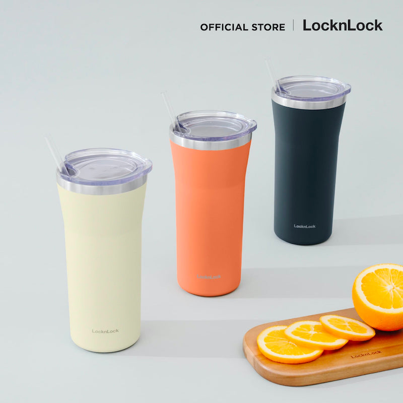 LocknLock แก้วเก็บอุณหภูมิ พร้อมหลอด และแปรงทำความสะอาด Daily Essential Tumbler ความจุ 870 ml. - LHC4325