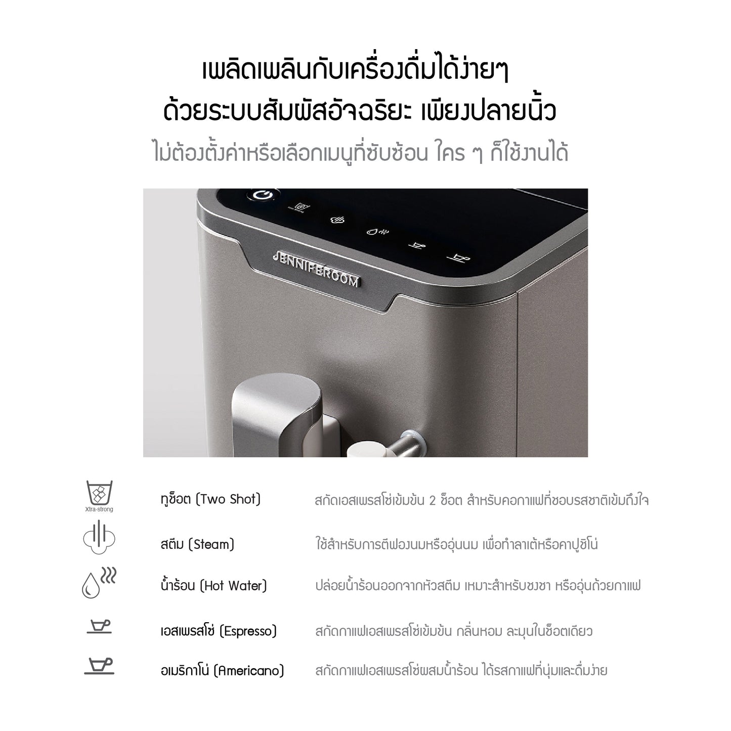 Jenniferoom Coffee Machine Steam Latte Pro (ตีฟองนม) รุ่น JRTH-SEM0212WH
