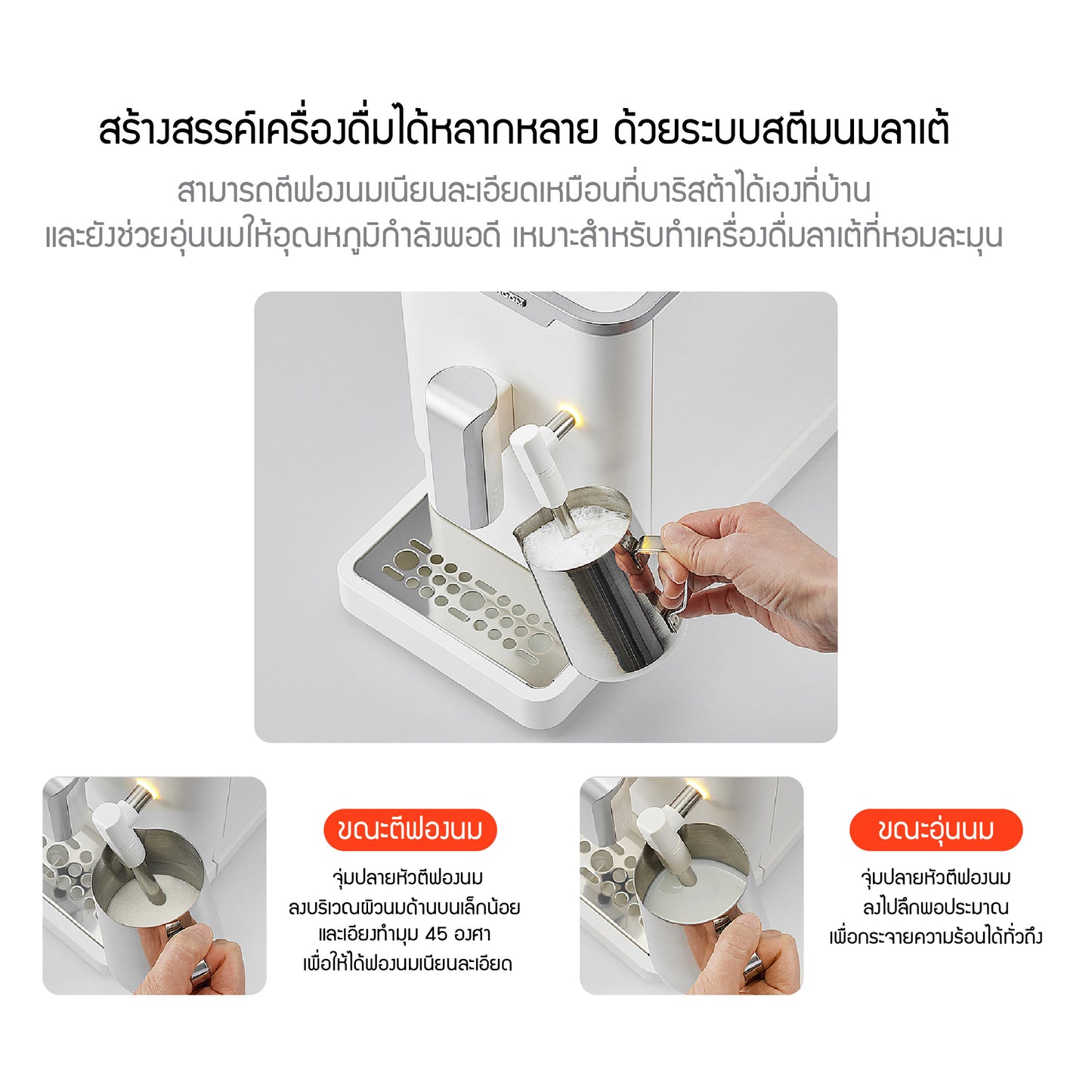 Jenniferoom Coffee Machine Steam Latte Pro (ตีฟองนม) รุ่น JRTH-SEM0212WH