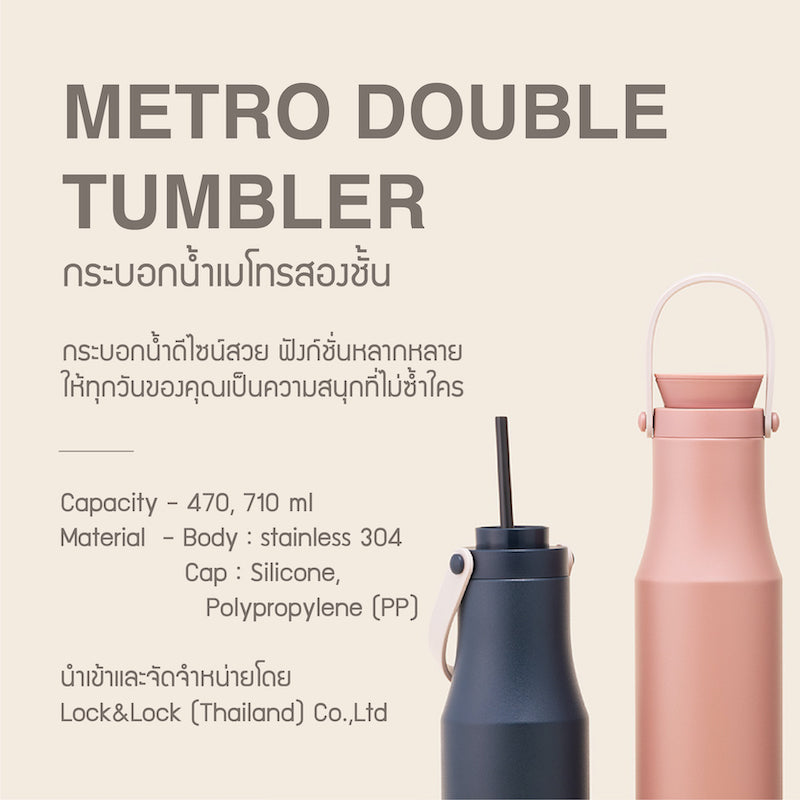 LocknLock กระบอกน้ำสองชั้น Metro Double Tumbler ความจุ 470ml รุ่น LHC4202