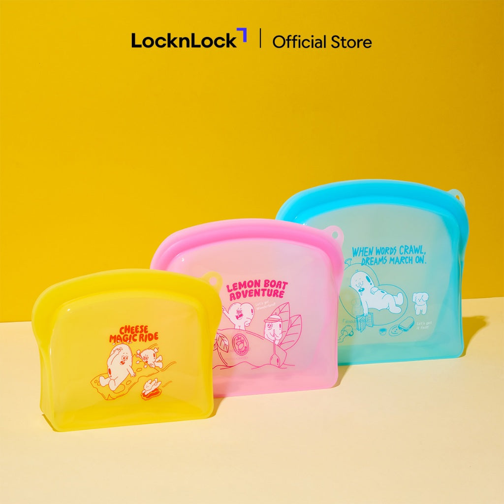 LocknLockn ถุงซิปล็อกซิลิโคน Balloon Friends Silicone Zipper Bag - รุ่น LWP618 / LWP619PIK / LWP620BLU