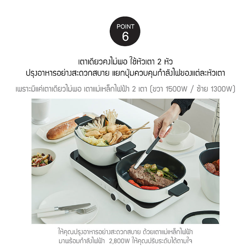 LocknLock Square Double Induction - EJI326WHT