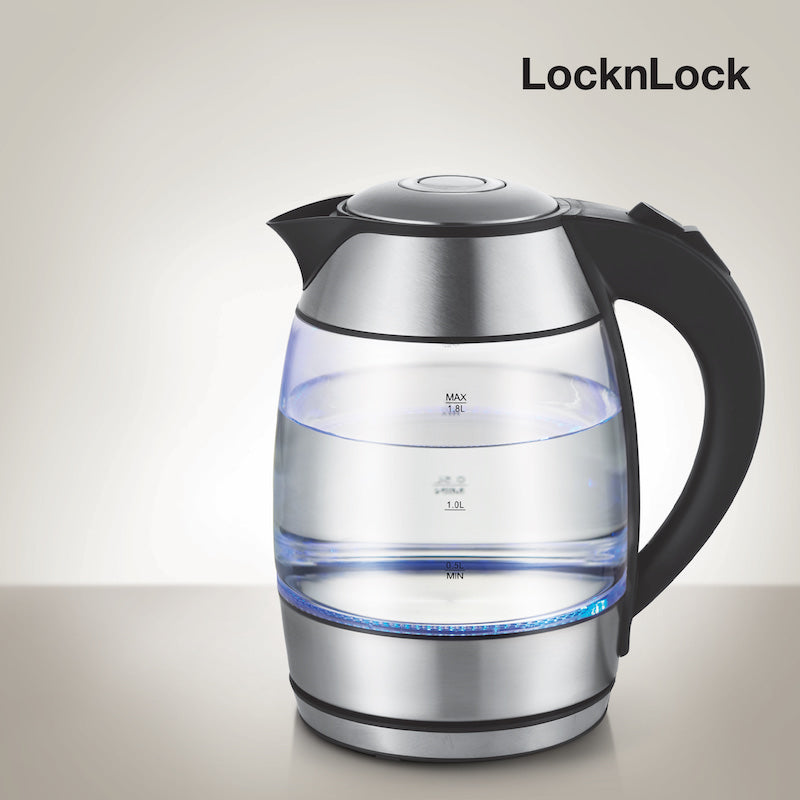 กาต้มน้ำไฟฟ้า LocknLock Glass Electric Kettle 1.8 L. รุ่น EJK418SLV