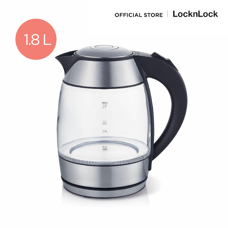 กาต้มน้ำไฟฟ้า LocknLock Glass Electric Kettle 1.8 L. รุ่น EJK418SLV ...