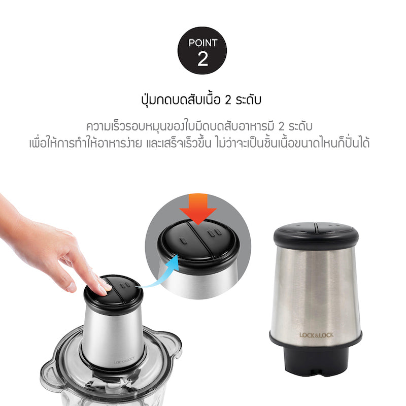 เครื่องบดสับอาหาร LocknLock Meat Chopper Multifunction 2.4 L. - EJM186SLV