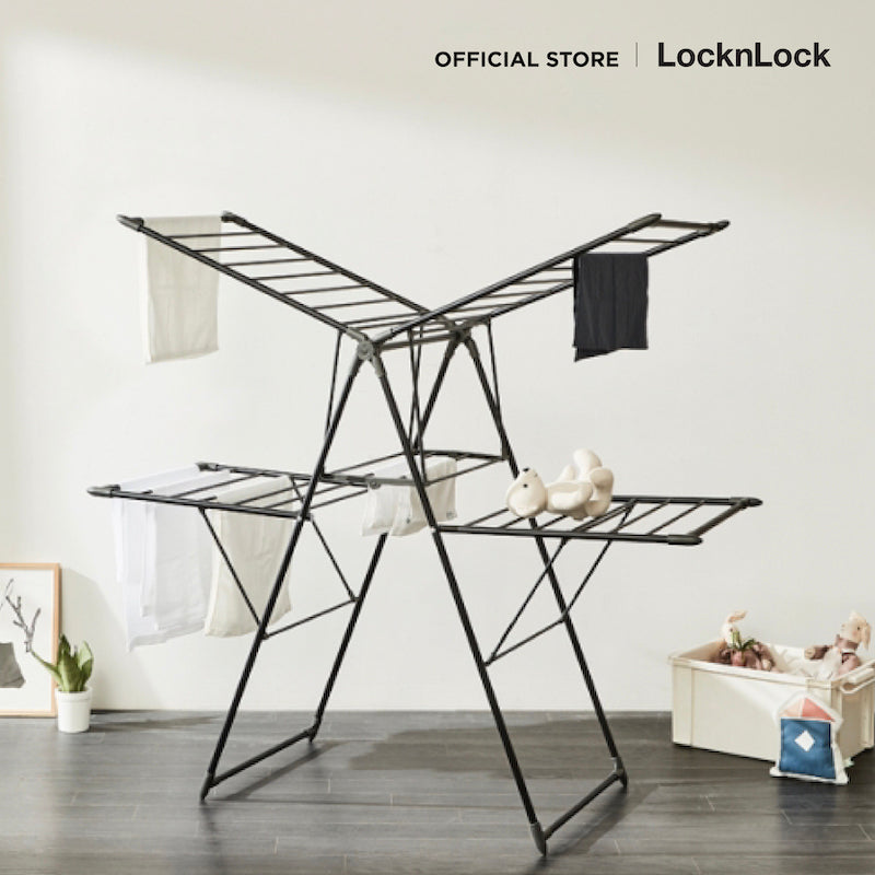 Locknlock Foldable Rack LocknLock Black Double Wings Drying Rack - ETM543 – LocknLock Thailand
